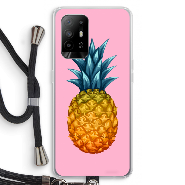 Grote ananas: Oppo A95 5G Transparant Hoesje met koord