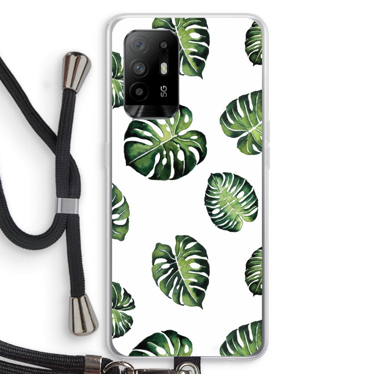 Tropische bladeren: Oppo A95 5G Transparant Hoesje met koord