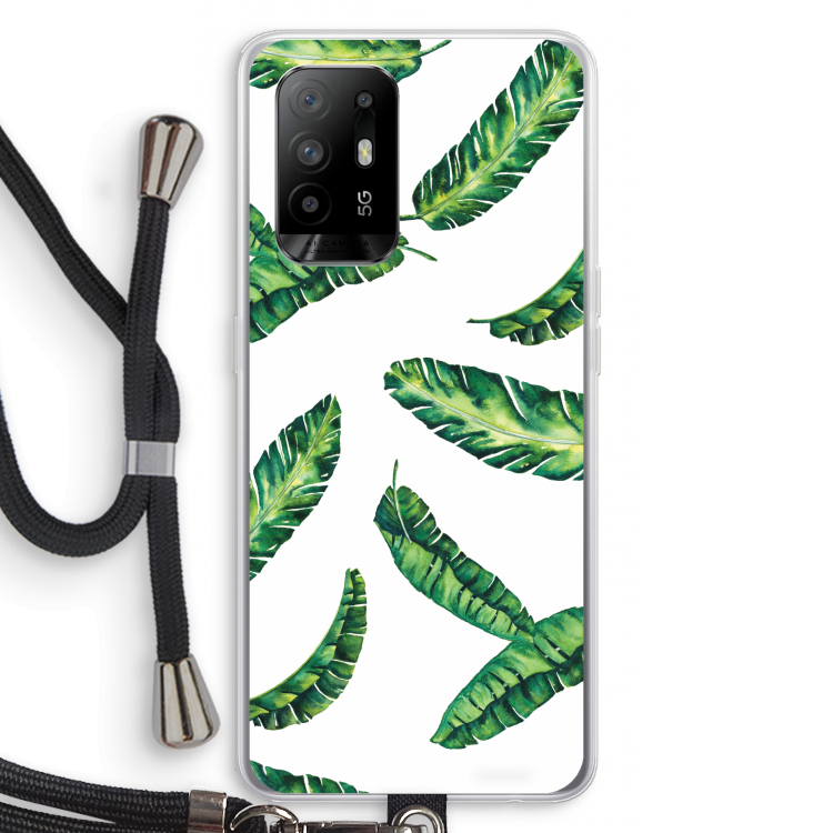 Lange bladeren: Oppo A95 5G Transparant Hoesje met koord