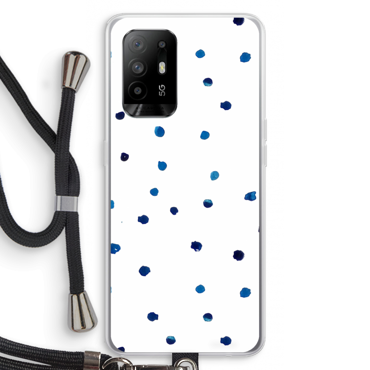 Blauwe stippen: Oppo A95 5G Transparant Hoesje met koord