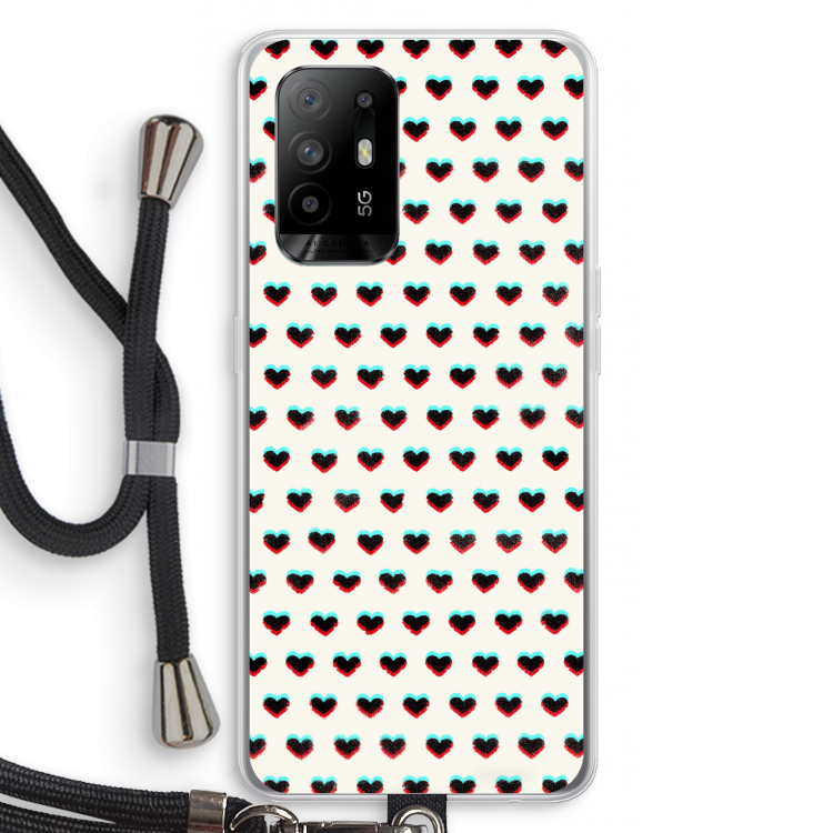 Hartjes: Oppo A95 5G Transparant Hoesje met koord