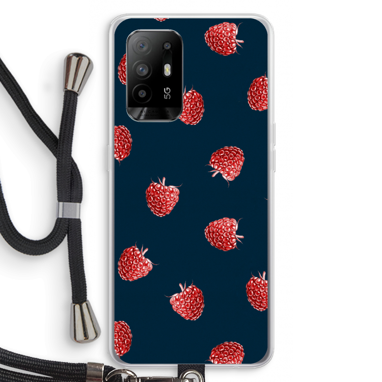 Framboosjes: Oppo A95 5G Transparant Hoesje met koord