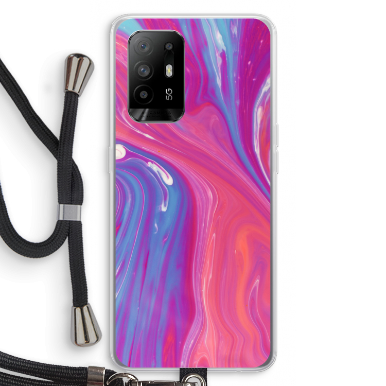 Paarse stroom: Oppo A95 5G Transparant Hoesje met koord