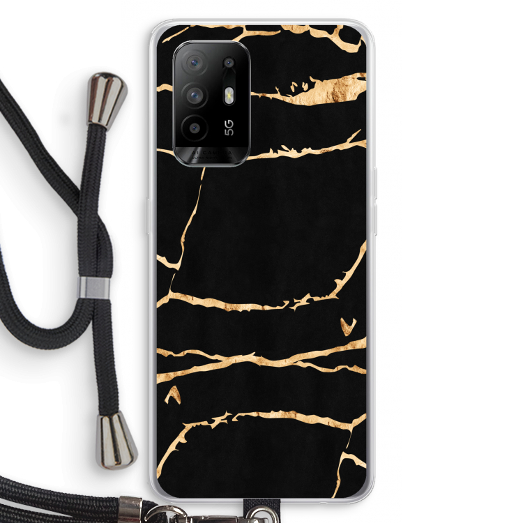 Gouden marmer: Oppo A95 5G Transparant Hoesje met koord