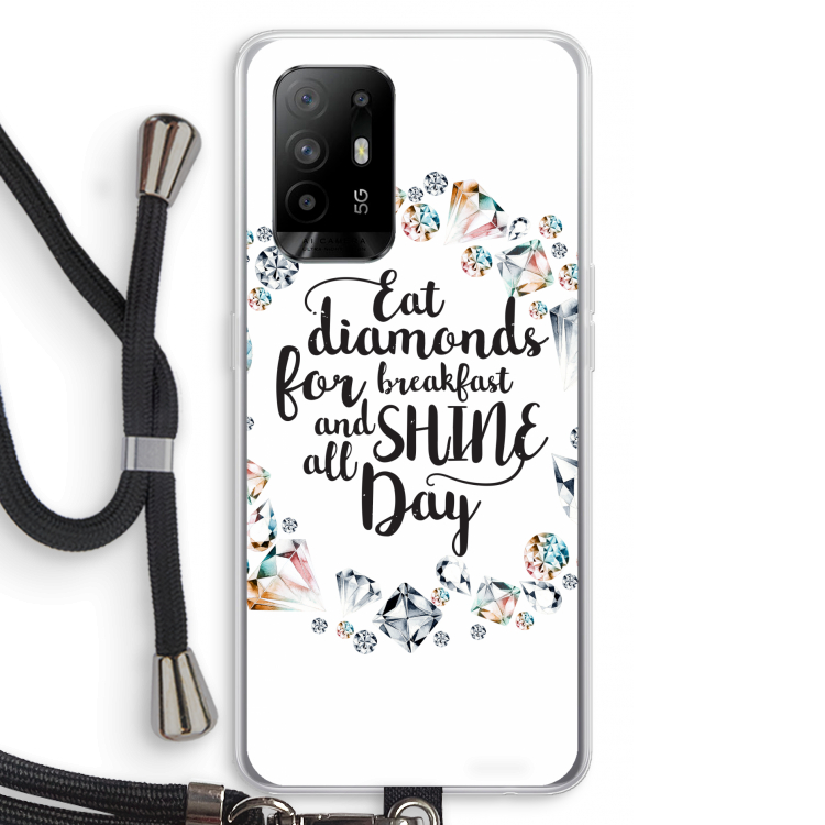 Diamonds: Oppo A95 5G Transparant Hoesje met koord