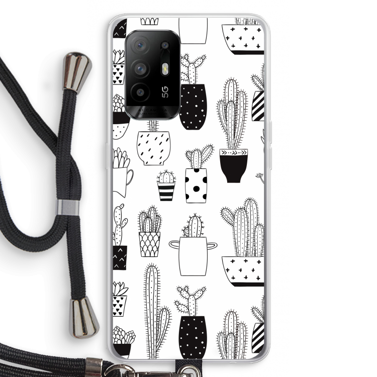 Cactusmotief: Oppo A95 5G Transparant Hoesje met koord