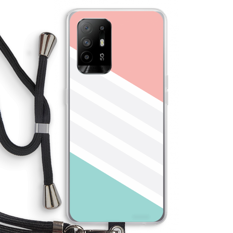 Strepen pastel: Oppo A95 5G Transparant Hoesje met koord