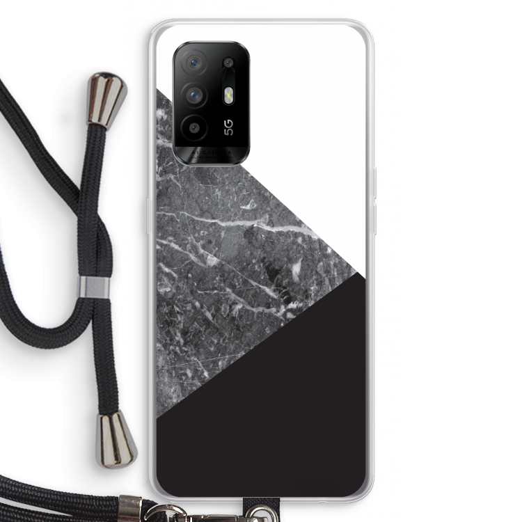 Combinatie marmer: Oppo A95 5G Transparant Hoesje met koord