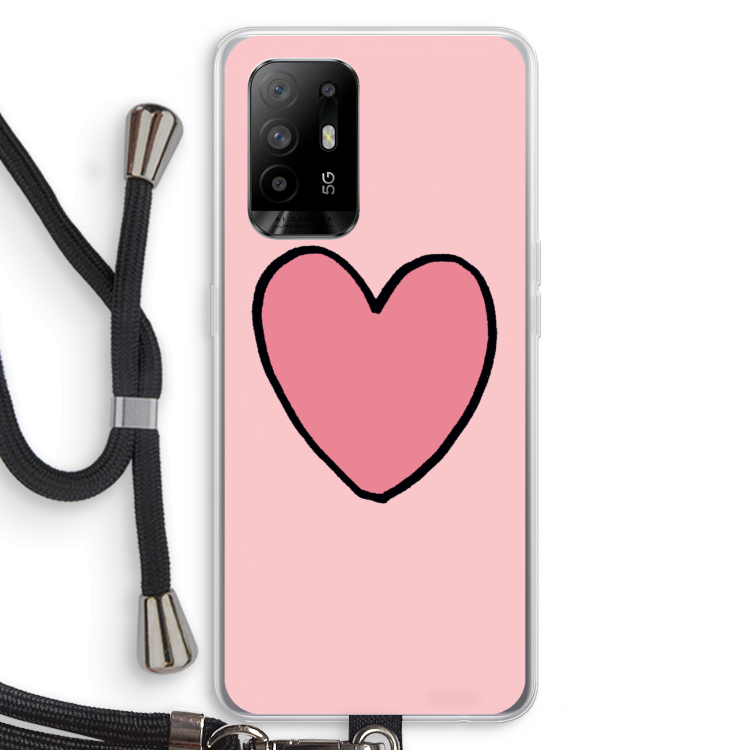 Hartje: Oppo A95 5G Transparant Hoesje met koord