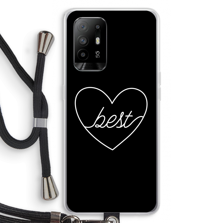 Best heart black: Oppo A95 5G Transparant Hoesje met koord