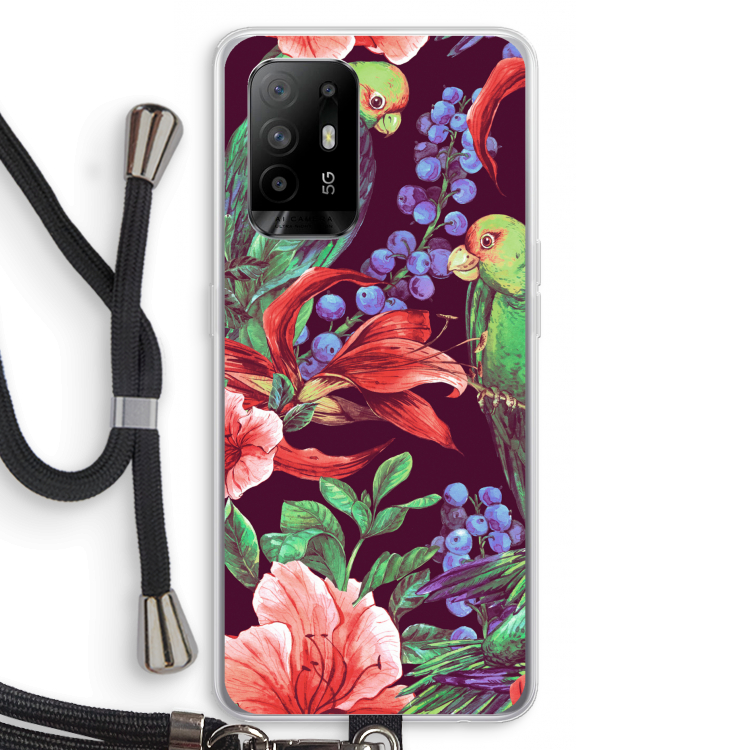 Papegaaien: Oppo A95 5G Transparant Hoesje met koord