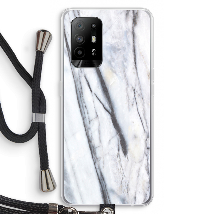 Gestreepte marmer: Oppo A95 5G Transparant Hoesje met koord