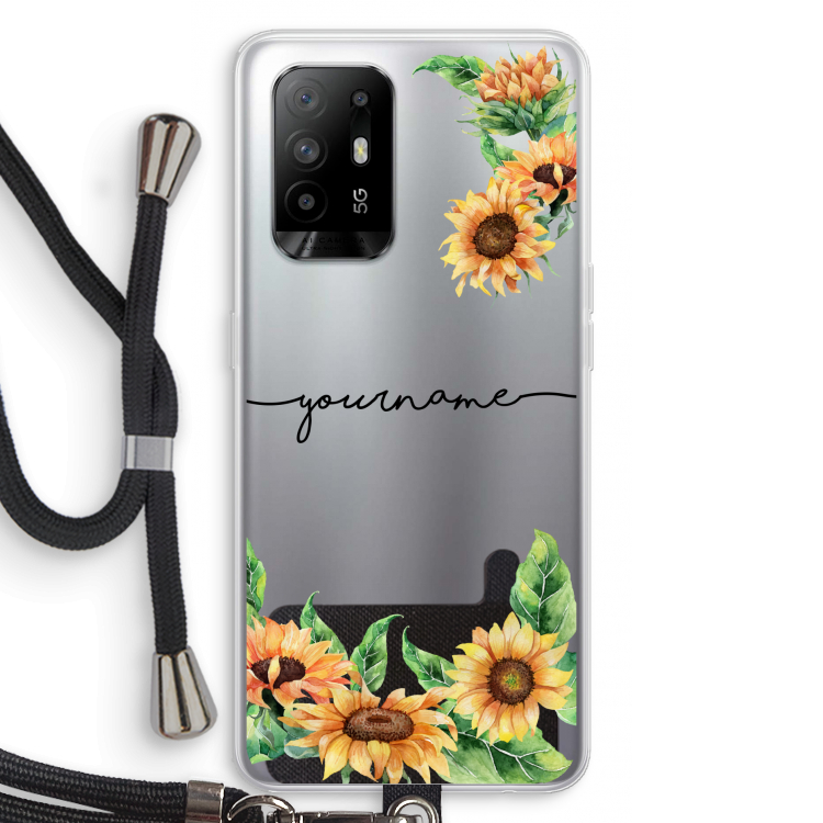 Zonnebloemen: Oppo A95 5G Transparant Hoesje met koord