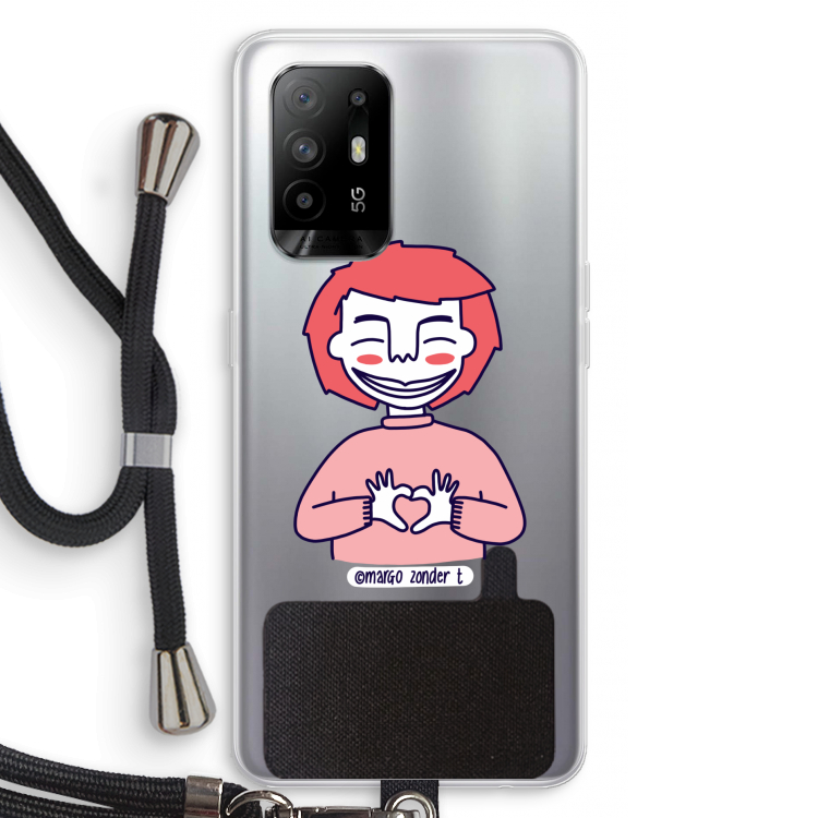 Hartje: Oppo A95 5G Transparant Hoesje met koord