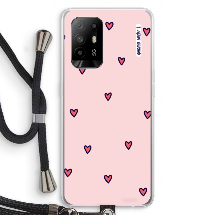 Hartjes: Oppo A95 5G Transparant Hoesje met koord