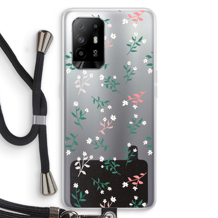 Small white flowers: Oppo A95 5G Transparant Hoesje met koord