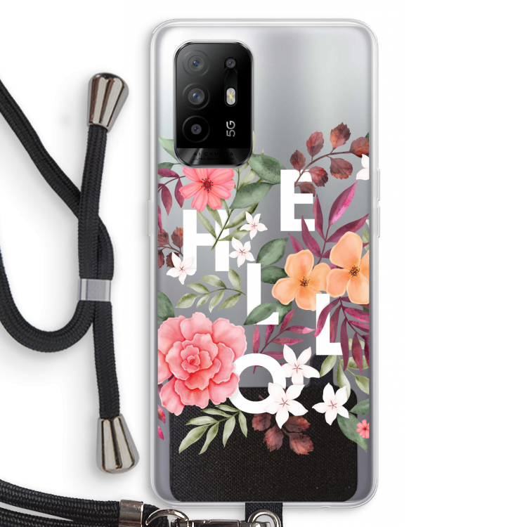 Hello in flowers: Oppo A95 5G Transparant Hoesje met koord