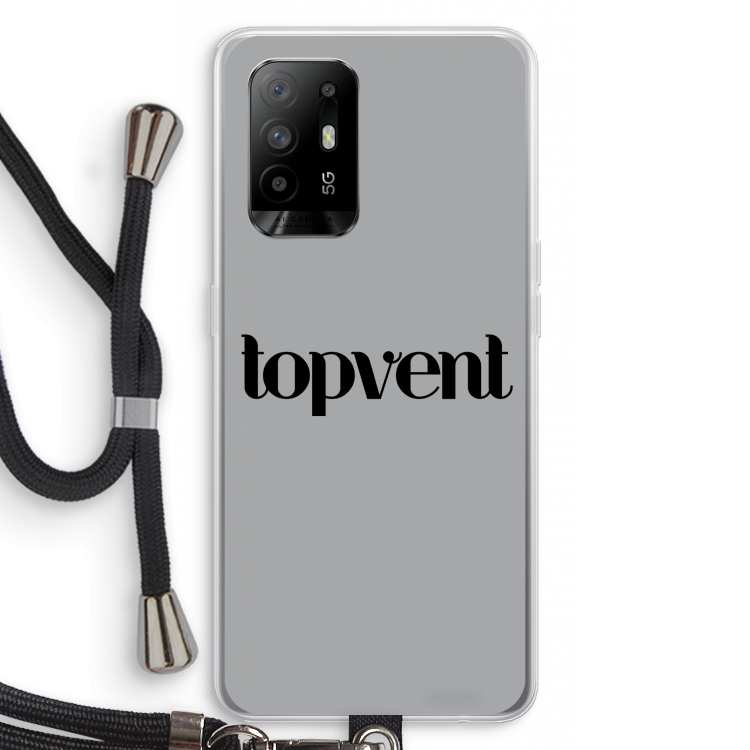 Topvent Grijs Zwart: Oppo A95 5G Transparant Hoesje met koord