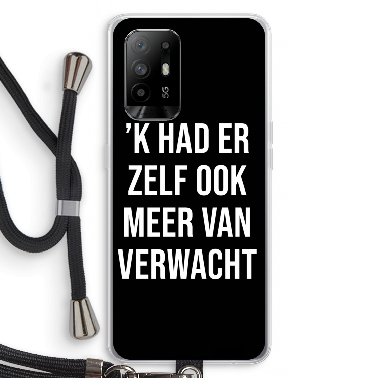 Meer verwacht - Zwart: Oppo A95 5G Transparant Hoesje met koord