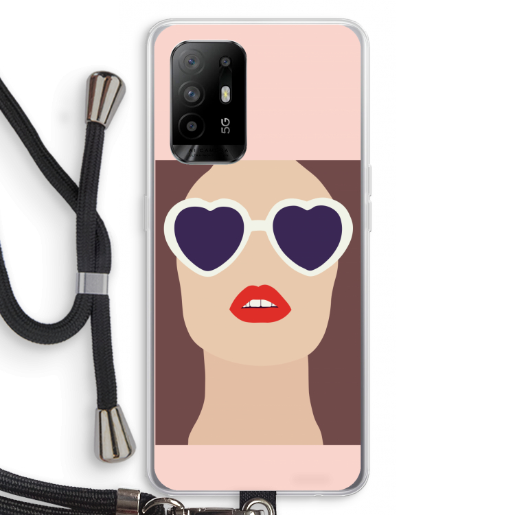 Red lips: Oppo A95 5G Transparant Hoesje met koord