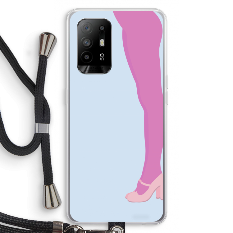 Pink panty: Oppo A95 5G Transparant Hoesje met koord