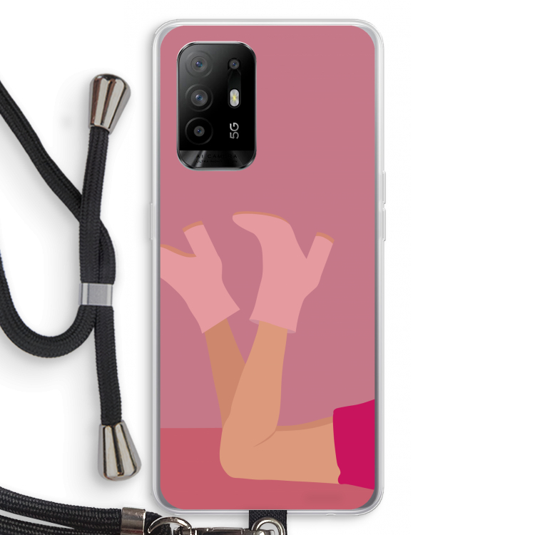 Pink boots: Oppo A95 5G Transparant Hoesje met koord