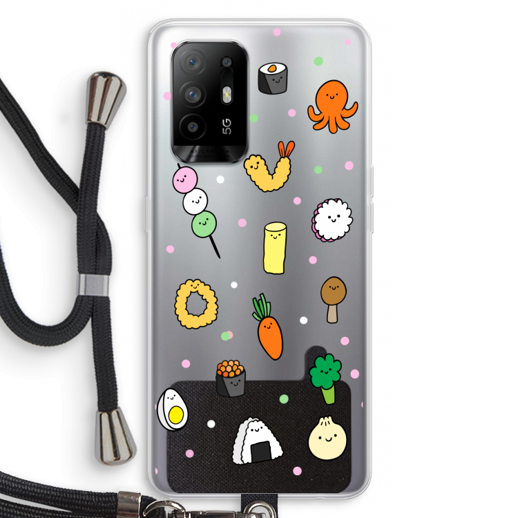 Happy bento friends: Oppo A95 5G Transparant Hoesje met koord