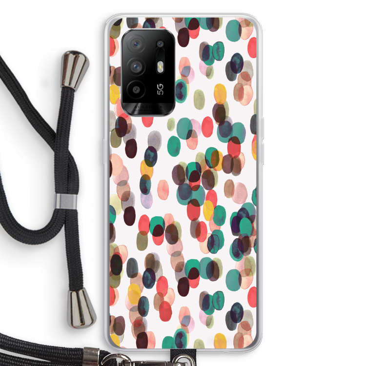 Tropical Dots: Oppo A95 5G Transparant Hoesje met koord