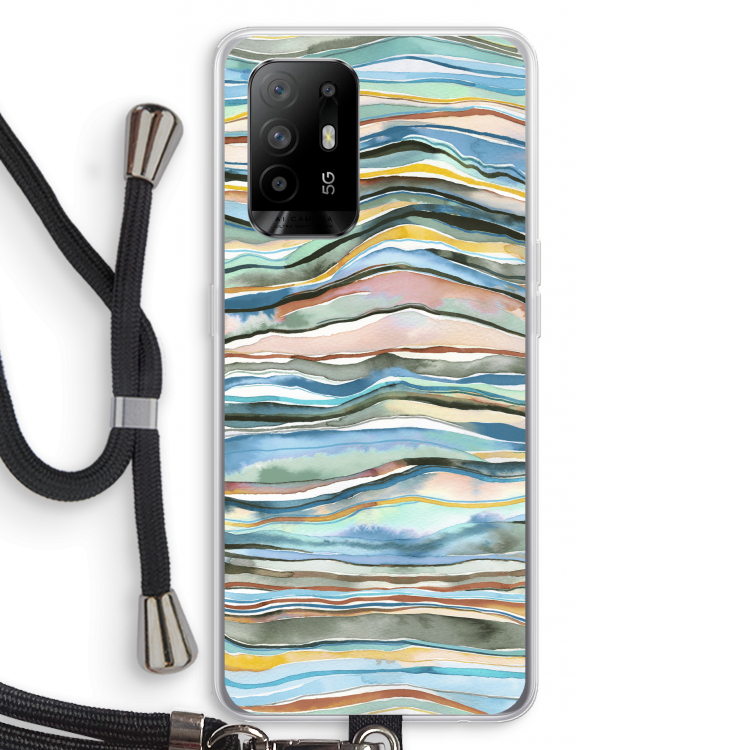 Watercolor Agate: Oppo A95 5G Transparant Hoesje met koord