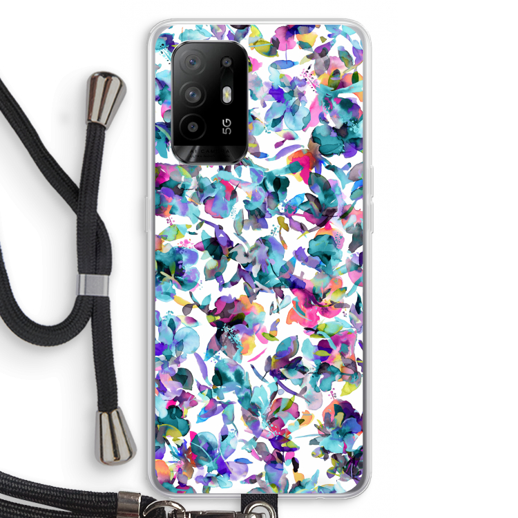 Hibiscus Flowers: Oppo A95 5G Transparant Hoesje met koord