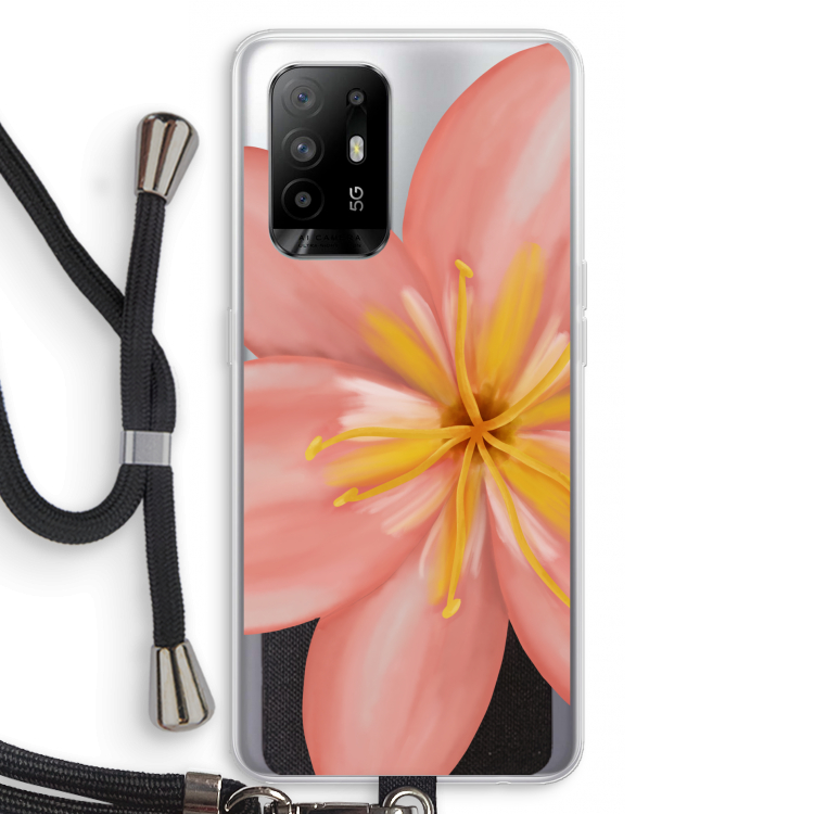 Pink Ellila Flower: Oppo A95 5G Transparant Hoesje met koord