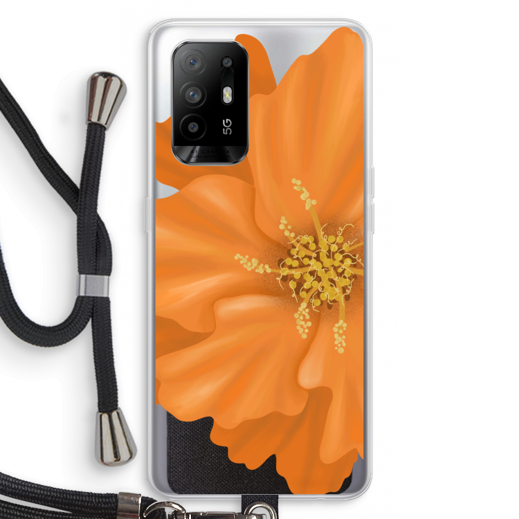 Orange Ellila flower: Oppo A95 5G Transparant Hoesje met koord