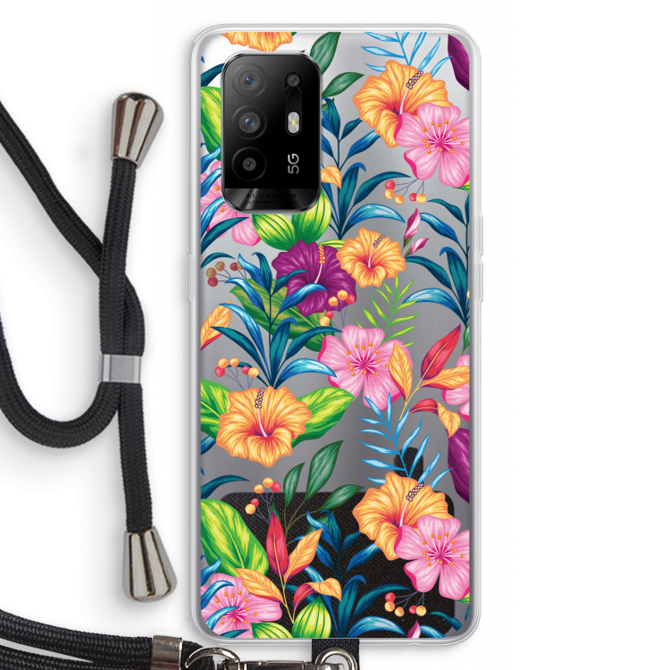 Tropisch 2: Oppo A95 5G Transparant Hoesje met koord