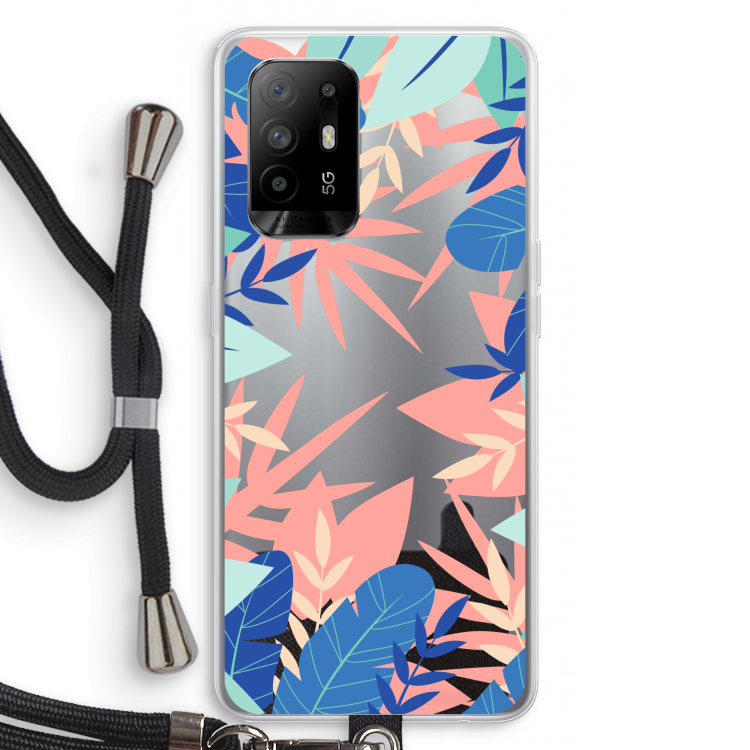 Tropisch: Oppo A95 5G Transparant Hoesje met koord