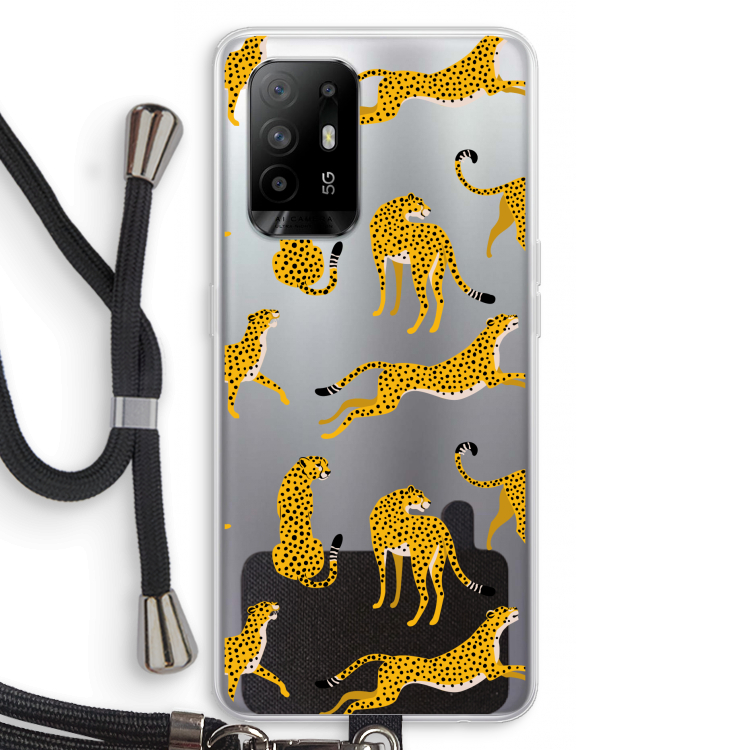 Luipaard: Oppo A95 5G Transparant Hoesje met koord