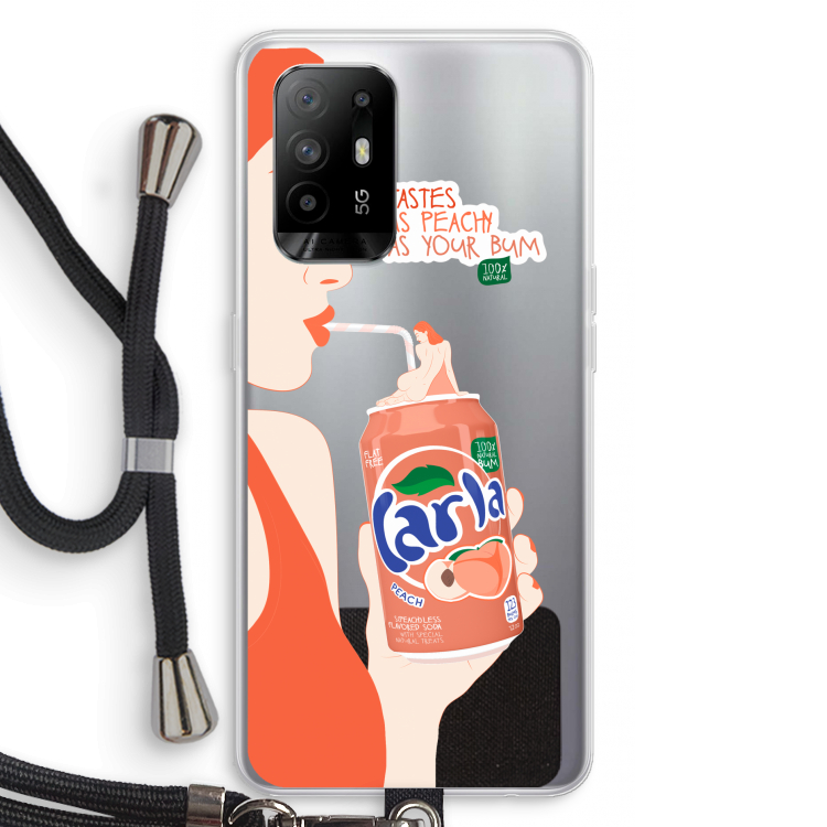 Peach please!: Oppo A95 5G Transparant Hoesje met koord