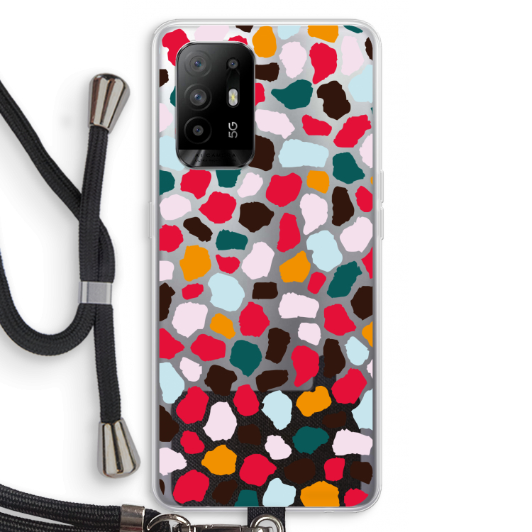Colored Giraffe: Oppo A95 5G Transparant Hoesje met koord