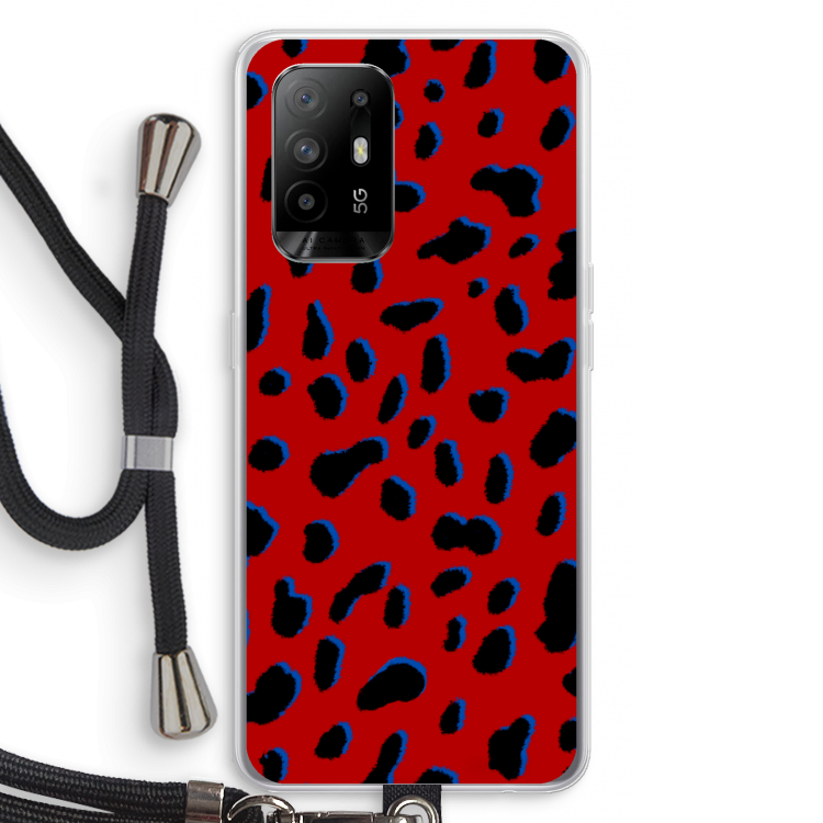 Red Leopard: Oppo A95 5G Transparant Hoesje met koord