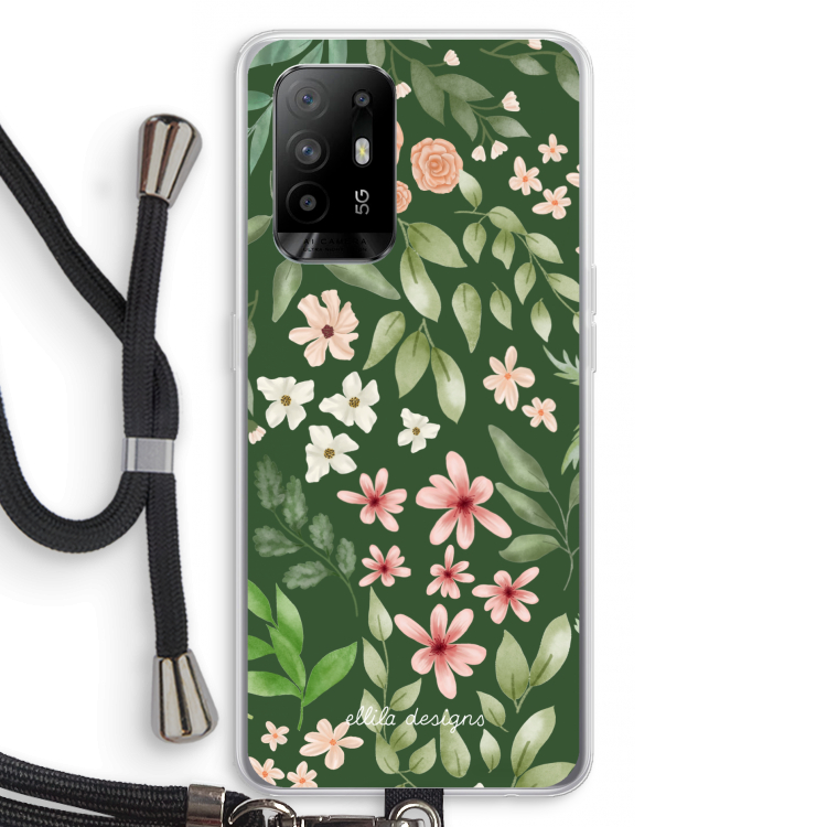 Botanical green sweet flower heaven: Oppo A95 5G Transparant Hoesje met koord