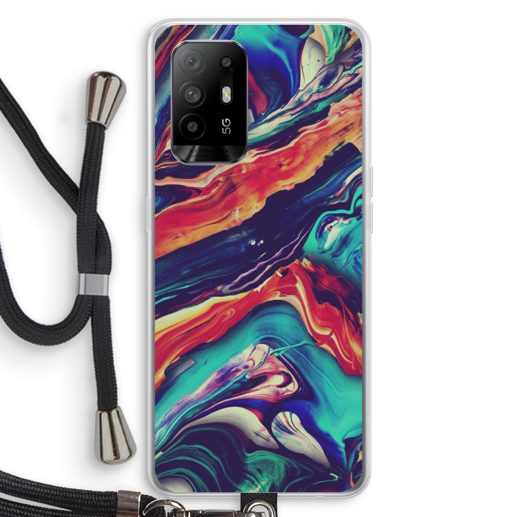 Chameleon Sun: Oppo A95 5G Transparant Hoesje met koord