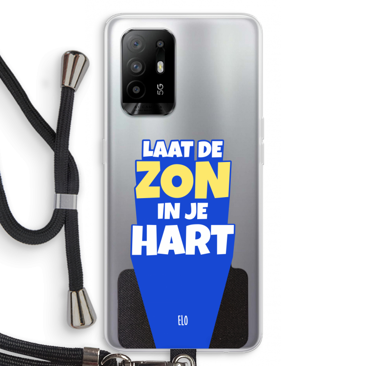 Laat de zon in je hart: Oppo A95 5G Transparant Hoesje met koord