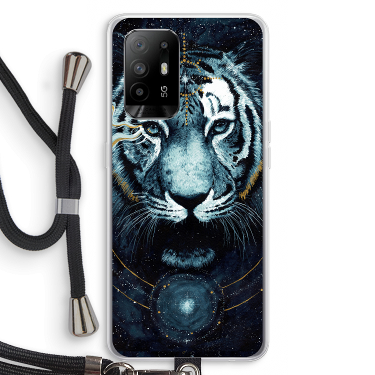 Darkness Tiger: Oppo A95 5G Transparant Hoesje met koord