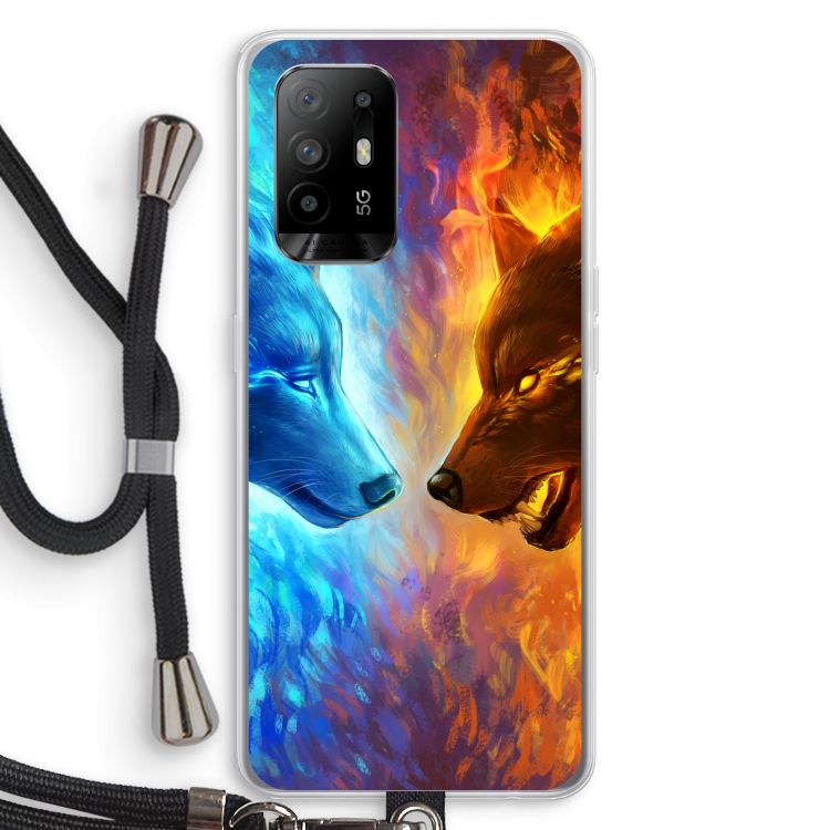 Fire & Ice: Oppo A95 5G Transparant Hoesje met koord