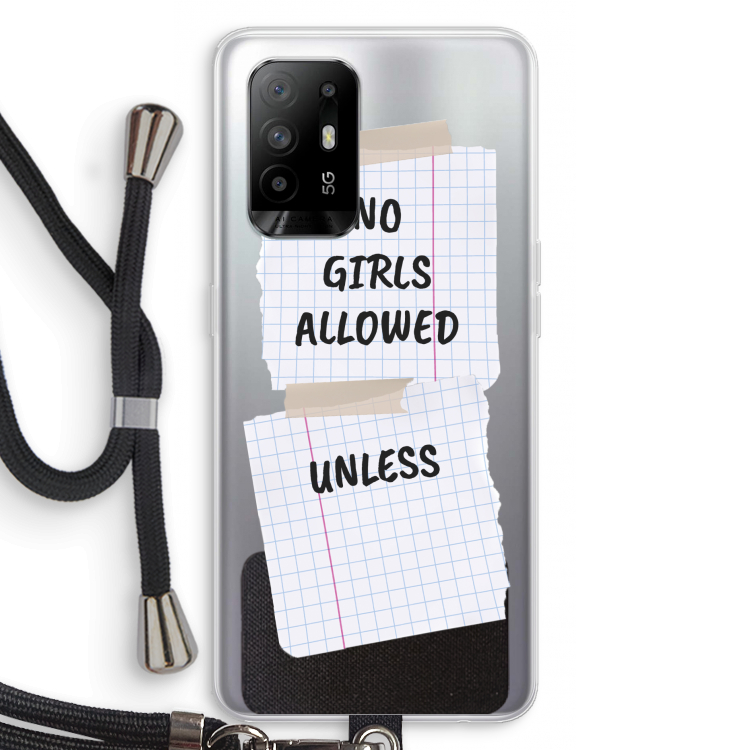 No Girls Allowed Unless: Oppo A95 5G Transparant Hoesje met koord