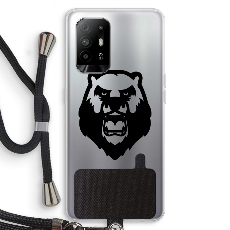 Angry Bear (black): Oppo A95 5G Transparant Hoesje met koord