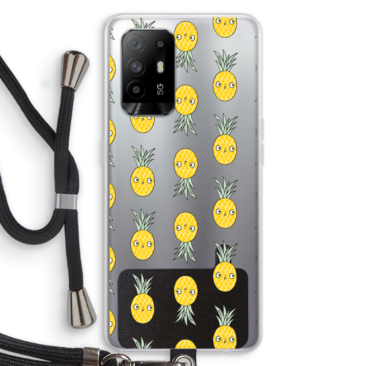 Ananas: Oppo A95 5G Transparant Hoesje met koord