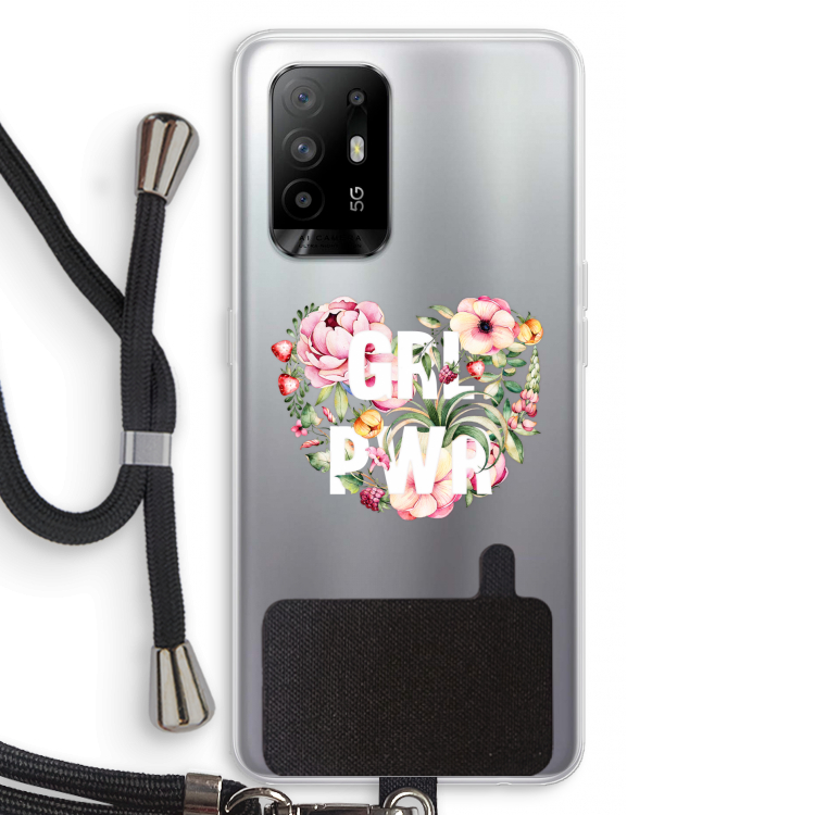 GRL PWR Flower: Oppo A95 5G Transparant Hoesje met koord