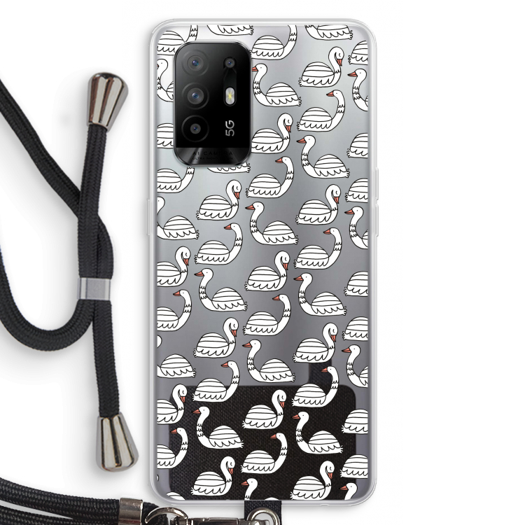 Zwanen: Oppo A95 5G Transparant Hoesje met koord