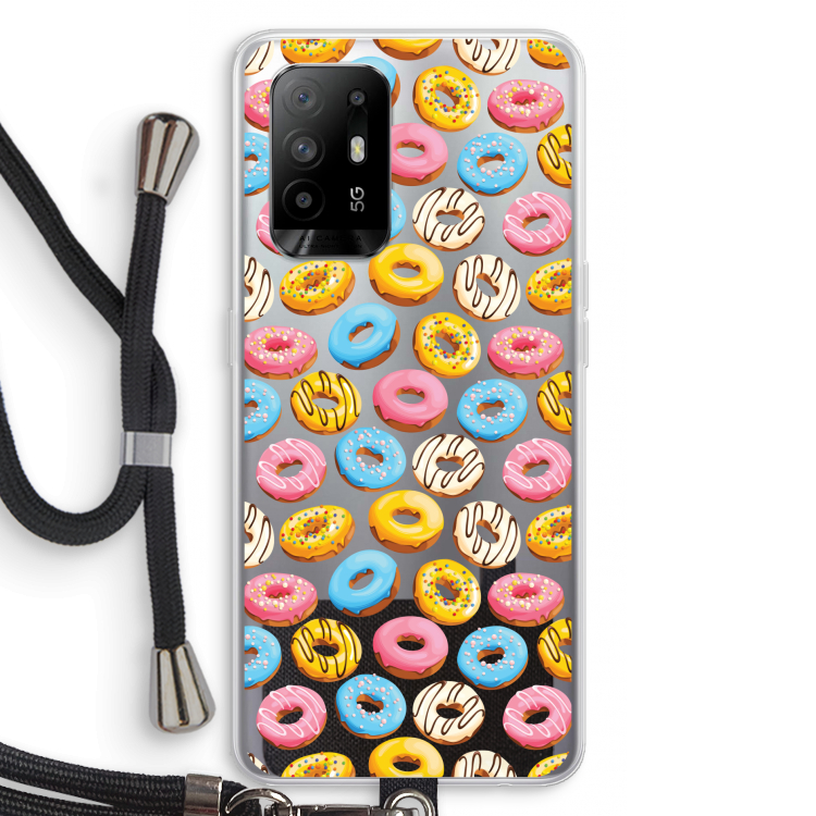 Pink donuts: Oppo A95 5G Transparant Hoesje met koord