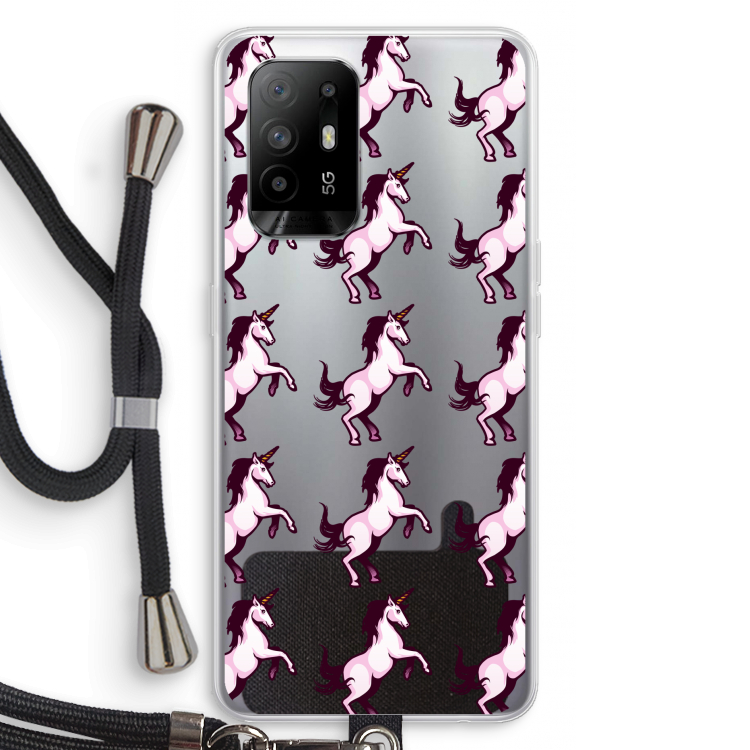 Musketon Unicorn: Oppo A95 5G Transparant Hoesje met koord
